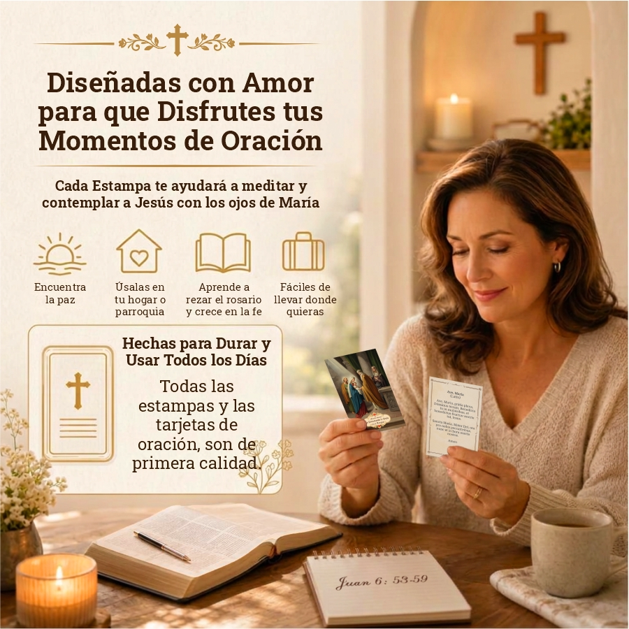 Set De Estampitas Católicas Para Aprender A Rezar El Rosario 3 Set De Estampitas Católicas Para Aprender A Rezar El Rosario - Imagen 3